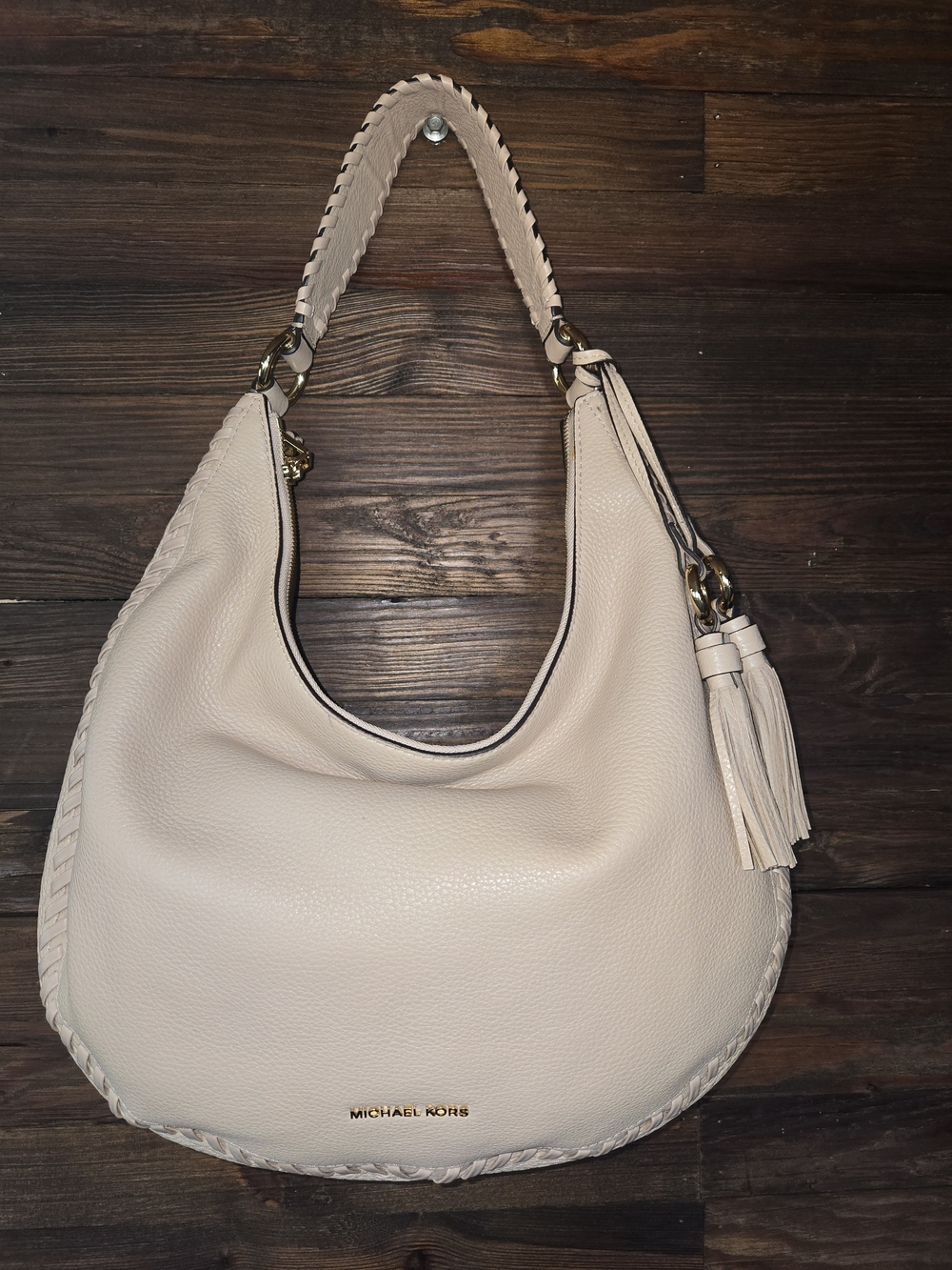Michael Kors Women's Blush Beige Genuine Leather Hobo Bag